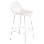 Fiber counter stool with backrest, 65 cm, tube base, white