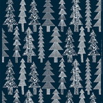 Marimekko Kuusikossa cotton panama fabric, dark blue - white