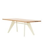 Esstische, Tisch EM 200 x 90 cm, Eiche – Prouvé Blanc Colombe, Weiß