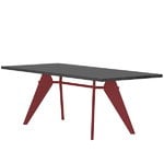 Dining tables, EM Table 240 x 90 cm, asphalt - Japanese red, Black