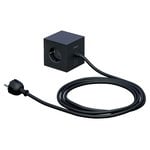 Extension cords, Square 1 USB extension cord, Stockholm black, Black