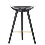 Tabourets et chaises de bar, Tabouret de bar ML42, 69 cm, hêtre teinté noir - laiton, Noir