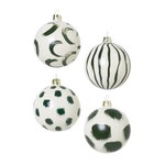 Christmas hand painted glass ornaments, 4 pcs, green Christmas hand painted glass ornaments, 4 pcs, green