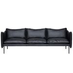 Sofas, Tiki 3-Sitzer-Sofa, schwarzer Stahl - schwarzes Elmosoft-Leder, Schwarz