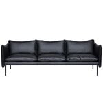 Fogia Tiki 3-seater sofa, black steel - black Elmosoft leather