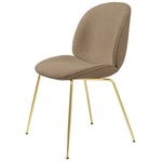 Chaises de salle à manger, Chaise Beetle, laiton semi-mat - Light Boucle 03, Beige