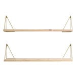 Wall shelves, Pythagoras Play shelf with brackets, 2 pcs, pine - brass, Gold