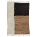 Tappeti in lana, Tappeto E-1027, intrecciato, nero - marrone - bianco naturale, Multicolore