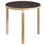 Dining tables, Aalto table 90B, birch - black linoleum, Black