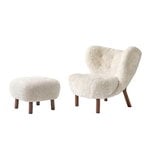 Armchairs & lounge chairs, Little Petra lounge chair and pouf, Moonlight sheepskin - walnut, White