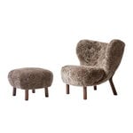 Armchairs & lounge chairs, Little Petra lounge chair and pouf, Sahara sheepskin - walnut, Brown