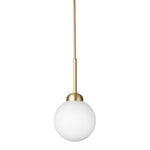 Pendant lamps, Apiales 1 pendant, brushed brass - opal white, White