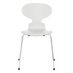 Chaises de salle à manger, Chaise Ant 3101, frêne laqué blanc - chrome, Blanc