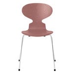 Chaises de salle à manger, Chaise Ant 3101, frêne rose sauvage - chrome, Argent