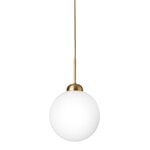 Pendant lamps, Apiales 1 pendant, large, brushed brass - opal white, White