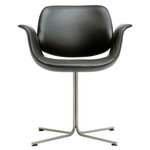 Armchairs & lounge chairs, Flamingo Chair, stainless steel - black leather, Black