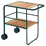 Fuori serving trolley, green - teak Fuori serving trolley, green - teak