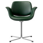 Armchairs & lounge chairs, Flamingo Chair, stainless steel - green leather, Green