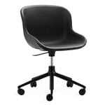 Office chairs, Hyg chair with 5 wheels, swivel, black - black leather Ultra, Black