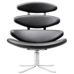 Armchairs & lounge chairs, Corona chair, brushed chrome - black leather, Black