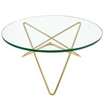 O table, brass - green glass O table, brass - green glass