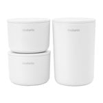 Bathroom accessories, ReNew storage pots, 3 pcs, white, White