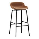 Barpallar och barstolar, Hyg barstol, 75 cm, svart - brandyfärgat Ultra-läder, Svart