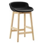 Tabourets et chaises de bar, Tabouret de bar Hyg, 65 cm, chêne - cuir noir Ultra, Noir