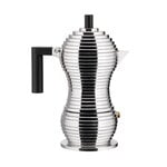 Alessi Pulcina espresso coffee maker, 3 cups, aluminium - black