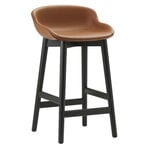 Tabourets et chaises de bar, Tabouret de bar Hyg, 65 cm, chêne noir - cuir brandy Ultra, Noir