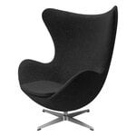 Armchairs & lounge chairs, Egg lounge chair, satin polished aluminium - Re-wool 0198, Black