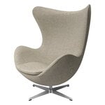 Armchairs & lounge chairs, Egg lounge chair, satin polished aluminium - Re-wool 0218, Gray