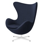 Armchairs & lounge chairs, Egg lounge chair, satin polished aluminium - Dark Blue 1155, Blue