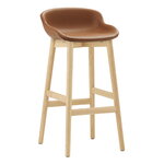 Tabourets et chaises de bar, Tabouret de bar Hyg, 75 cm, chêne - cuir brandy Ultra, Marron