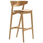 Sibast No 7 bar stool, 75 cm, white lacquered oak - honey leather