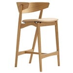 Bar stools & chairs, No 7 bar stool, 65 cm, white lacquered oak - honey leather, Natural