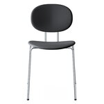 Chaises de salle à manger, Chaise Piet Hein, chrome - cuir aniline noir, Noir