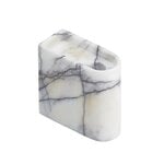 Portacandela Monolith, basso, marmo bianco variegato