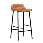 Tabourets et chaises de bar, Tabouret de bar Form, 65 cm, acier noir - cuir brandy Ultra, Noir