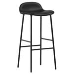 Tabourets et chaises de bar, Tabouret de bar Form, 75 cm, acier noir - cuir noir Ultra, Noir