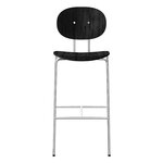 Tabourets et chaises de bar, Tabouret de bar Piet Hein 75 cm, chrome - chêne laqué noir, Noir