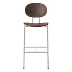 Bar stools & chairs, Piet Hein bar stool 75 cm, chrome - lacquered walnut, Brown