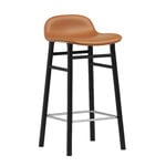 Tabourets et chaises de bar, Tabouret de bar Form, 65 cm, chêne noir - cuir brandy Ultra, Noir