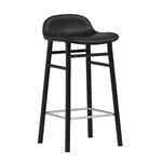 Tabourets et chaises de bar, Tabouret de bar Form, 65 cm, chêne noir - cuir noir Ultra, Noir
