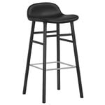 Tabourets et chaises de bar, Tabouret de bar Form, 75 cm, chêne noir - cuir noir Ultra, Noir