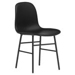 Dining chairs, Form chair, black steel - black leather Ultra, Black