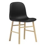 Chaises de salle à manger, Chaise Form, chêne - cuir noir Ultra, Noir