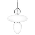 Pendant lamps, Rizzatto 43 pendant, satin silver - opal white, White