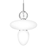 Lampade a sospensione, Lampada a sospensione Rizzatto 43, argento satinato - bianco opa, Bianco