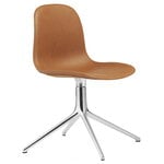 Kontorsstolar, Form Swivel 4L stol, aluminium - brandyfärgat Ultra-läder, Brun